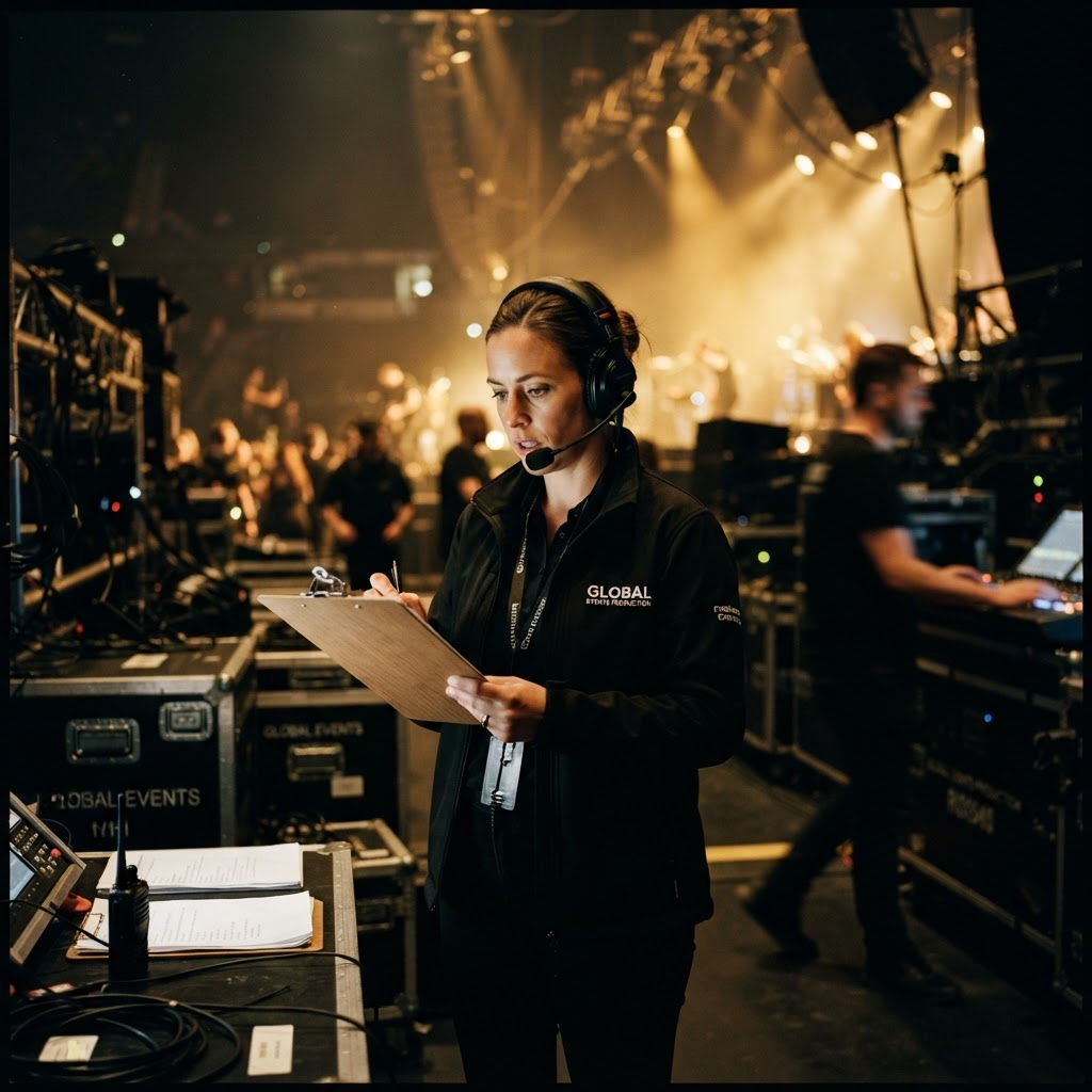 Produtor organizando os bastidores