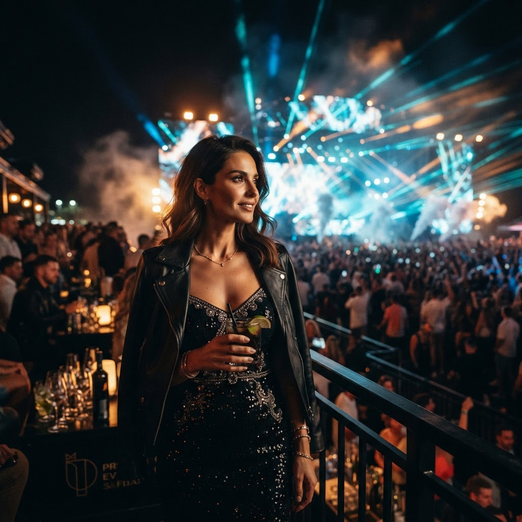 Influenciadora em um evento premium